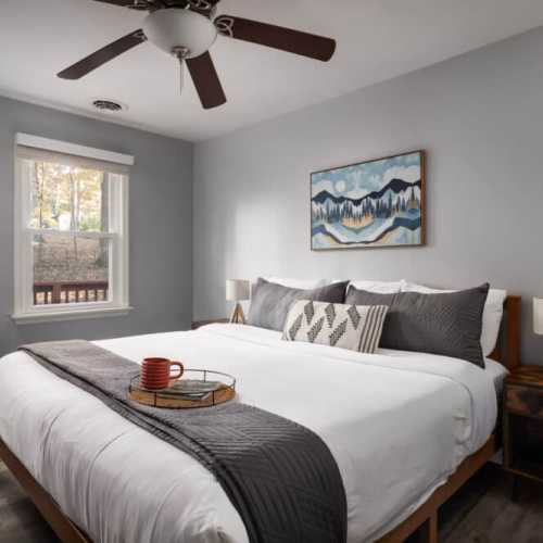 King Bed with access to the deck.
