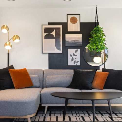 Bedroom 1: King bed, main floor.