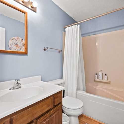 Bathroom #1: full bathroom with shower/tub combo on main floor