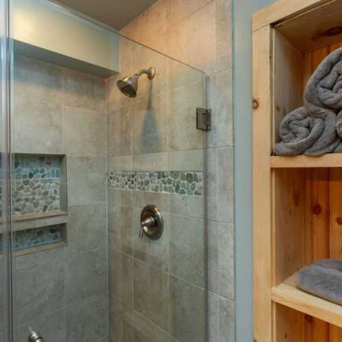 Bathroom #3: full bathroom on lower level with a shower