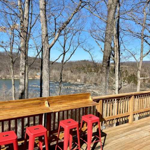Bar seating on the back deck makes it even easier to enjoy the view of the river!