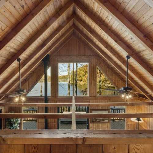 View of the great room cathedral ceiling from the loft