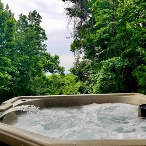 Soak in the views from the hot tub overlooking the valley!