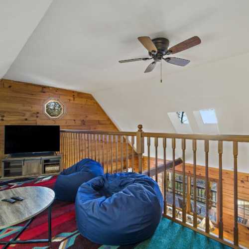 Upper floor loft overlooks the living room