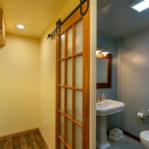 Bathroom #3: full bathroom on lower level with a shower
