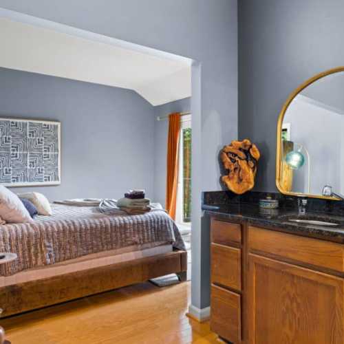 Bedroom #1: king bed on 2nd floor with a private sitting room and private balcony